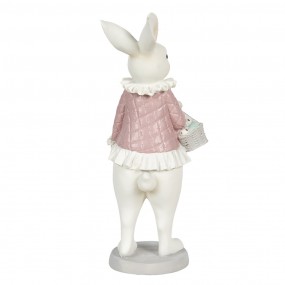 26PR3148 Figurine Rabbit 10x10x25 cm White Pink Polyresin Home Accessories