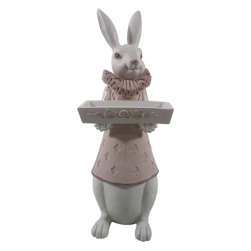 6PR3153 Figurine Rabbit 15x13x37 cm White Pink Polyresin Home Accessories
