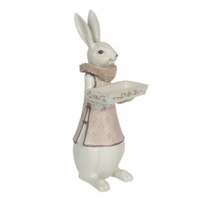 26PR3153 Figurine Rabbit 15x13x37 cm White Pink Polyresin Home Accessories