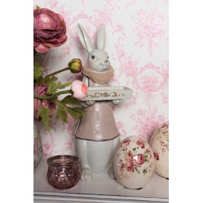 26PR3153 Figurine Rabbit 15x13x37 cm White Pink Polyresin Home Accessories