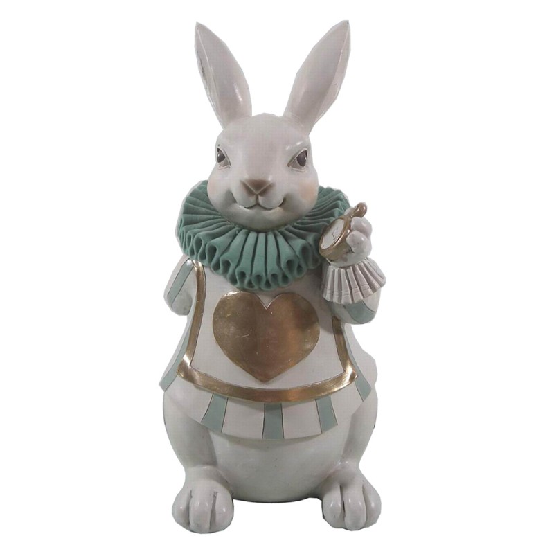 6PR3154 Figurine Rabbit 17x14x33 cm White Green Polyresin Home Accessories