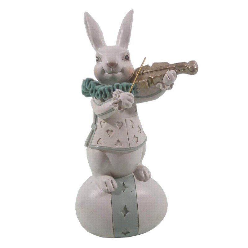 6PR3157 Figurine Rabbit 8x7x17 cm White Blue Polyresin Home Accessories