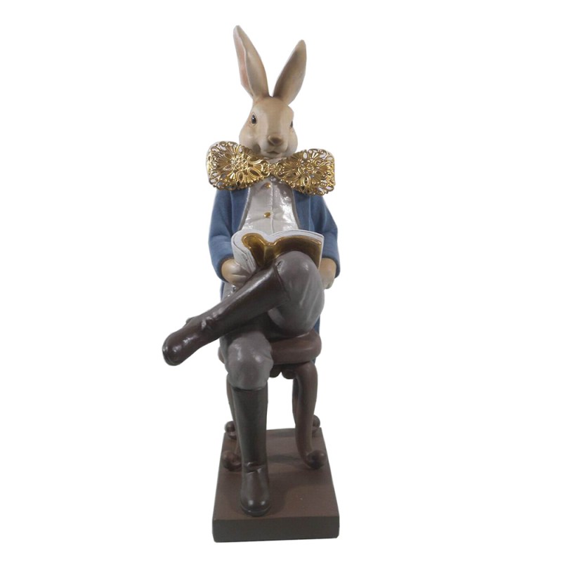 6PR3160 Figurine Rabbit 17x15x41 cm Blue Polyresin Home Accessories