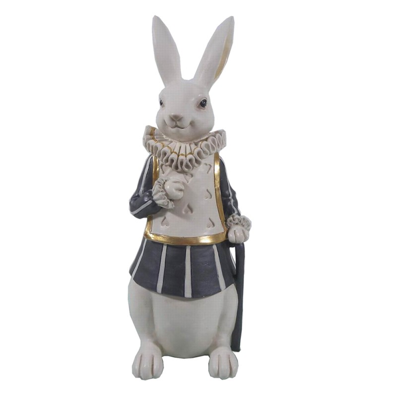 6PR3165 Figurine Rabbit 11x10x27 cm White Blue Polyresin Home Accessories
