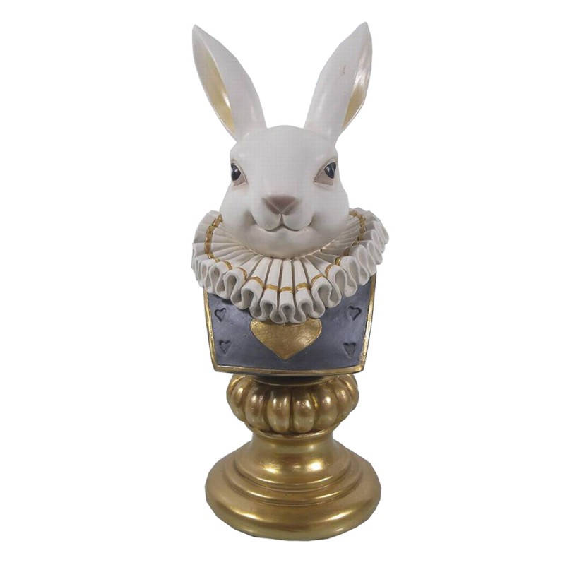 6PR3166 Figurine Rabbit 12x11x29 cm White Gold colored Polyresin Home Accessories