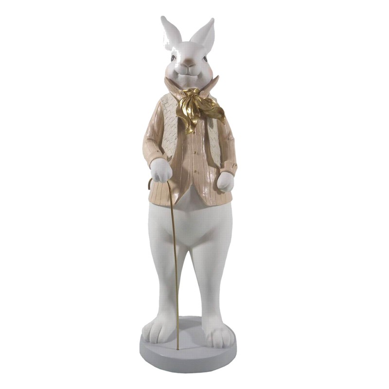 6PR3168 Figurine Rabbit 17x15x53 cm White Gold colored Polyresin Home Accessories