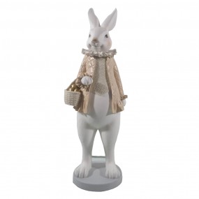 26PR3169 Figurine Rabbit 17x15x53 cm White Gold colored Polyresin Home Accessories