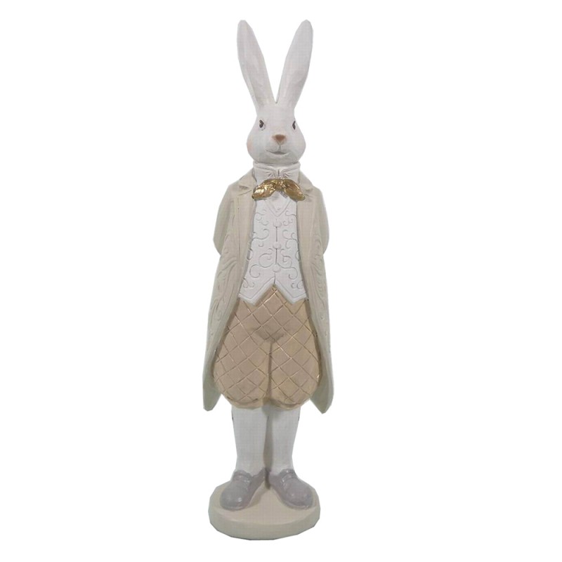 6PR3180 Figurine Rabbit 9x9x30 cm White Beige Polyresin Home Accessories