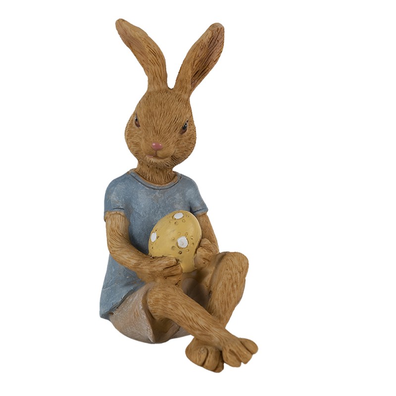 6PR3530 Figurine Rabbit 10x6x12 cm Brown Blue Polyresin Home Accessories