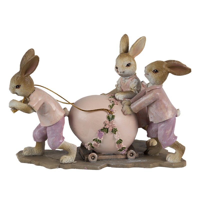 6PR3543 Figurine Rabbit 17x8x11 cm Pink Beige Polyresin Home Accessories