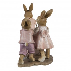 26PR3543 Figurine Rabbit 17x8x11 cm Pink Beige Polyresin Home Accessories