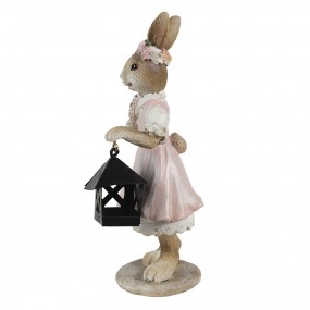 26PR3552 Figurine Rabbit 7x6x14 cm Pink Beige Polyresin Home Accessories