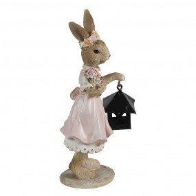 26PR3552 Figurine Rabbit 7x6x14 cm Pink Beige Polyresin Home Accessories