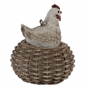 26PR3555 Pendant Chicken 5x5x6 cm White Brown Plastic Easter Pendant