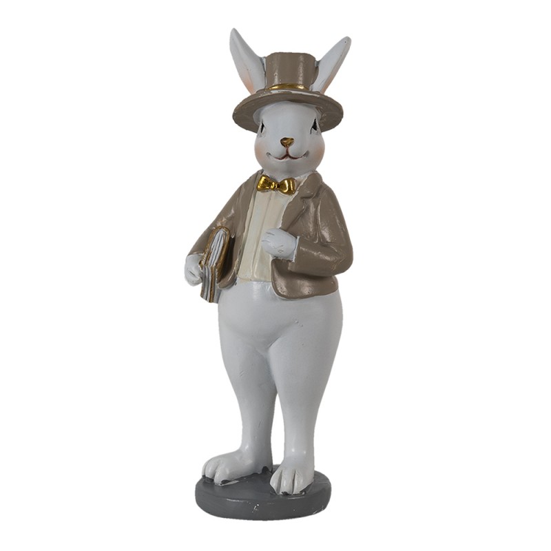 6PR3570 Figur Kaninchen 5x5x15 cm Beige Weiß Polyresin Wohnaccessoires