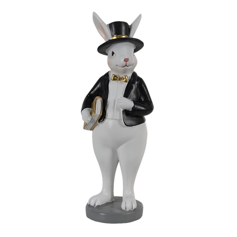 6PR3572 Figurine Rabbit 7x7x20 cm Black White Polyresin Home Accessories