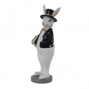 26PR3572 Figurine Rabbit 7x7x20 cm Black White Polyresin Home Accessories