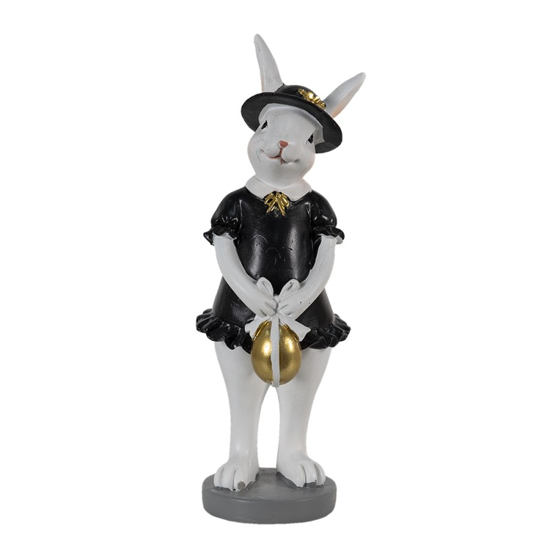 6PR3573 Figurine Rabbit 7x7x20 cm Black White Polyresin Home Accessories