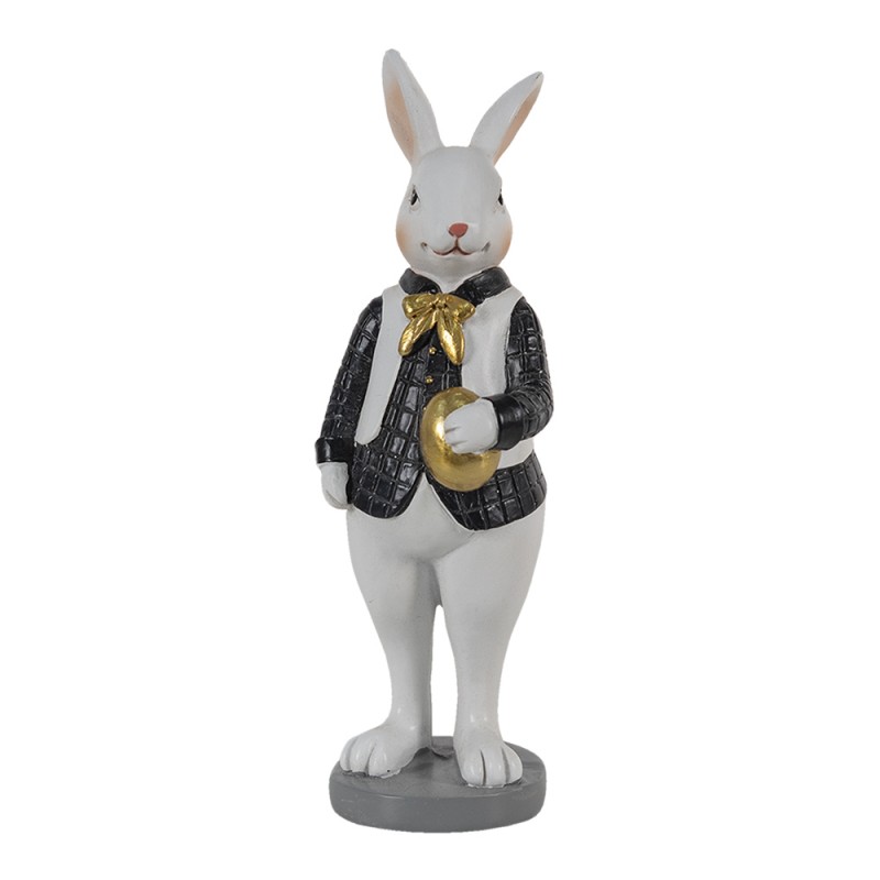 6PR3576 Figurine Rabbit 5x5x15 cm Black White Polyresin Home Accessories