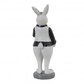 26PR3576 Figurine Lapin 5x5x15 cm Noir Blanc Polyrésine Accessoires de maison