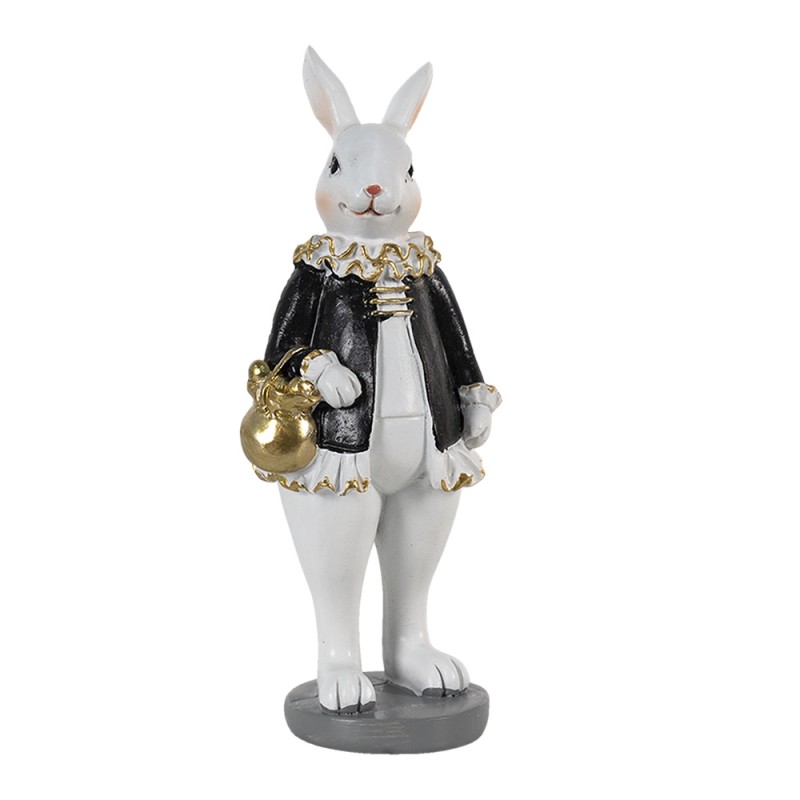6PR3577 Figurine Rabbit 5x5x15 cm Black White Polyresin Home Accessories