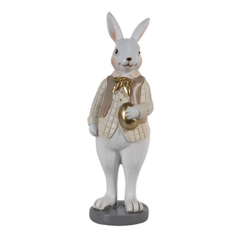 6PR3578 Figurine Rabbit 5x5x15 cm Beige White Polyresin Home Accessories