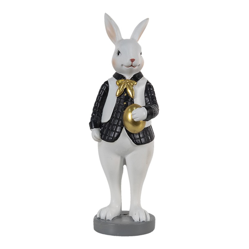 6PR3580 Figurine Rabbit 7x7x20 cm Black White Polyresin Home Accessories