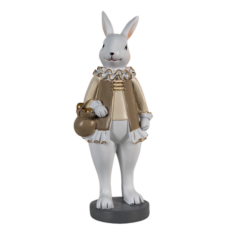 6PR3583 Figurine Rabbit 10x8x25 cm Beige White Polyresin Home Accessories