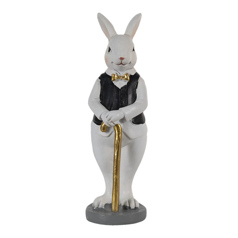 6PR3584 Figurine Rabbit 5x5x15 cm Black White Polyresin Home Accessories
