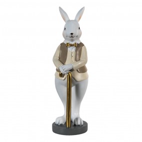 26PR3586 Figur Kaninchen 10x8x25 cm Beige Weiß Polyresin Wohnaccessoires