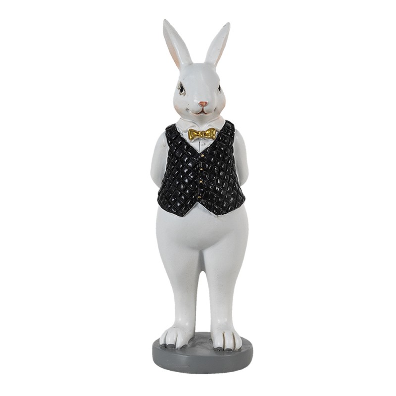 6PR3587 Figurine Rabbit 5x5x15 cm Black White Polyresin Home Accessories