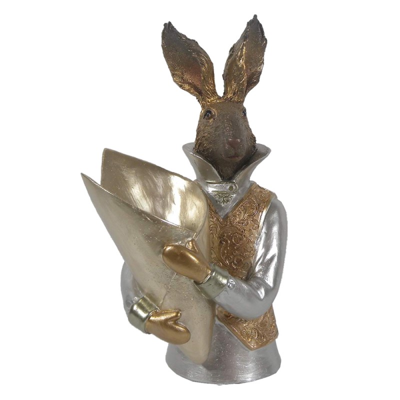 6PR3599 Figurine Rabbit 16x13x30 cm Gold colored Polyresin Home Accessories