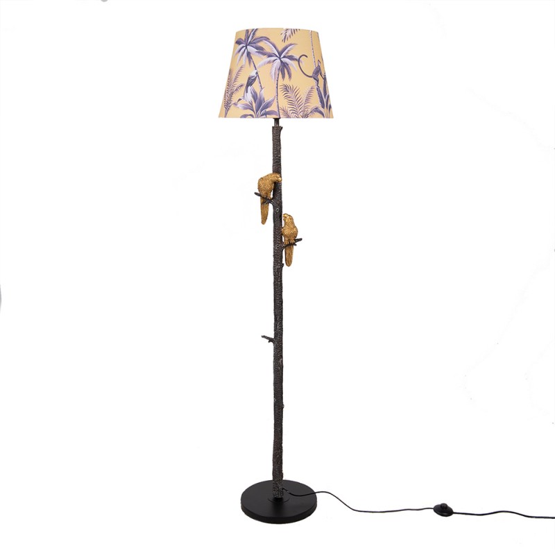5LMP652 Floor Lamp Ø 37x165 cm  Black Gold colored Metal Textile Parrot Standing Lamp