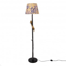 25LMP652 Floor Lamp Ø 37x165 cm  Black Gold colored Metal Textile Parrot Standing Lamp