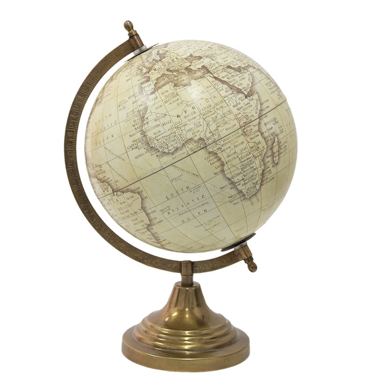 64904 Globe 22x33 cm Beige Wood Metal Globus