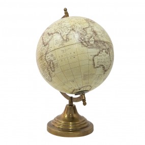 264904 Wereldbol  22x33 cm Beige Hout Metaal Globe