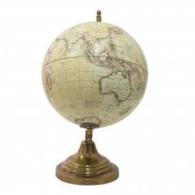 264904 Wereldbol  22x33 cm Beige Hout Metaal Globe