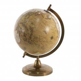 264905 Globe 22x30 cm Yellow Brown Wood Metal Globus