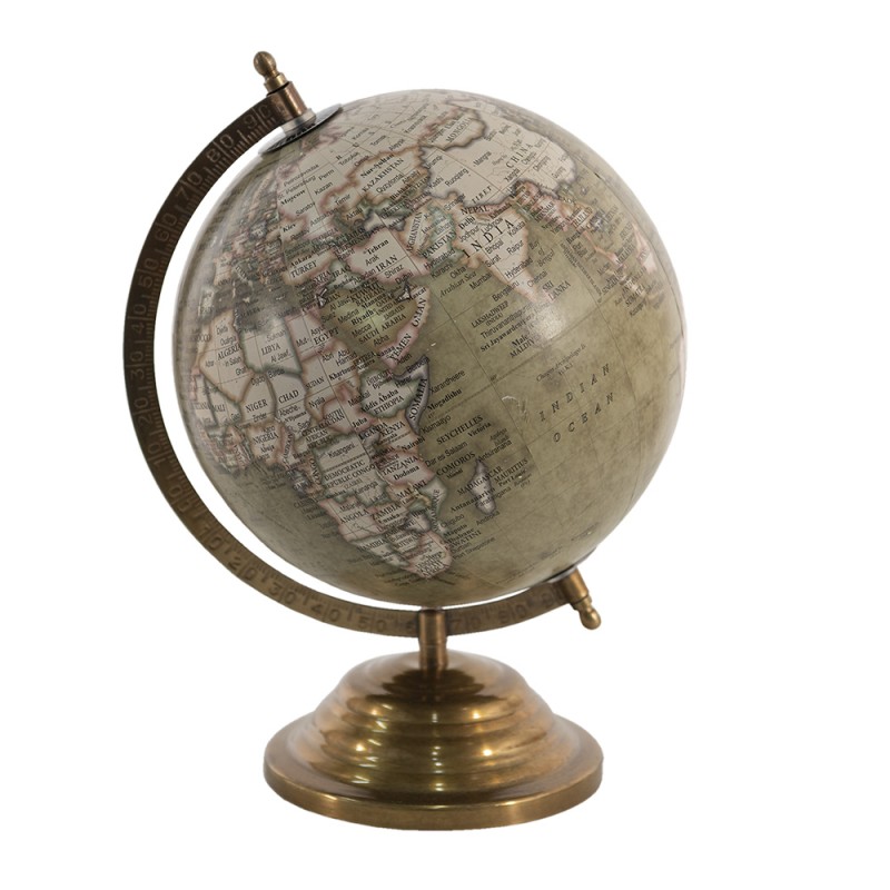 64906 Wereldbol  22x30 cm Groen Hout Metaal Globe