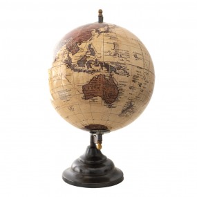 264911 Globe 22x33 cm Beige Brown Wood Metal Globus