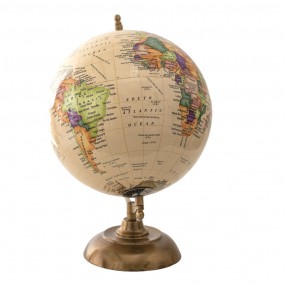 264912 Wereldbol  22x30 cm Beige Hout Metaal Globe