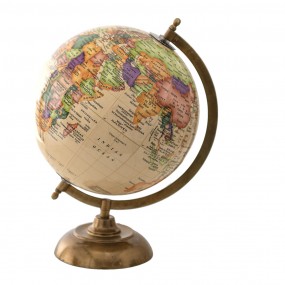 264912 Globe 22x30 cm Beige Wood Metal Globus