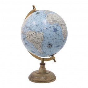 264916 Globe 22x33 cm Blue Wood Metal Globus