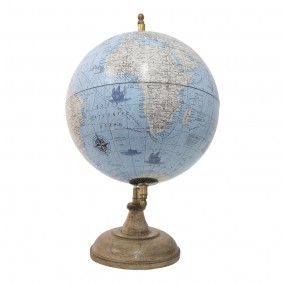 264916 Wereldbol  22x33 cm Blauw Hout Metaal Globe