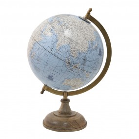 264916 Wereldbol  22x33 cm Blauw Hout Metaal Globe