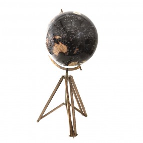 264934 Globe 31x31x67 cm Black Wood Metal Globus