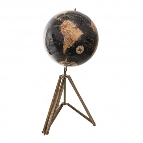 264934 Globe 31x31x67 cm Noir Bois Métal Globe terrestre