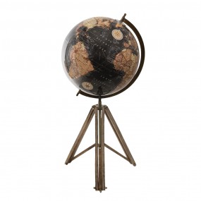 264934 Globe 31x31x67 cm Black Wood Metal Globus
