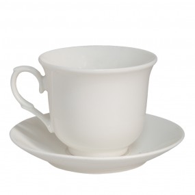 26CE1441 Cup and Saucer Set of 6 220 ml White Porcelain Tableware