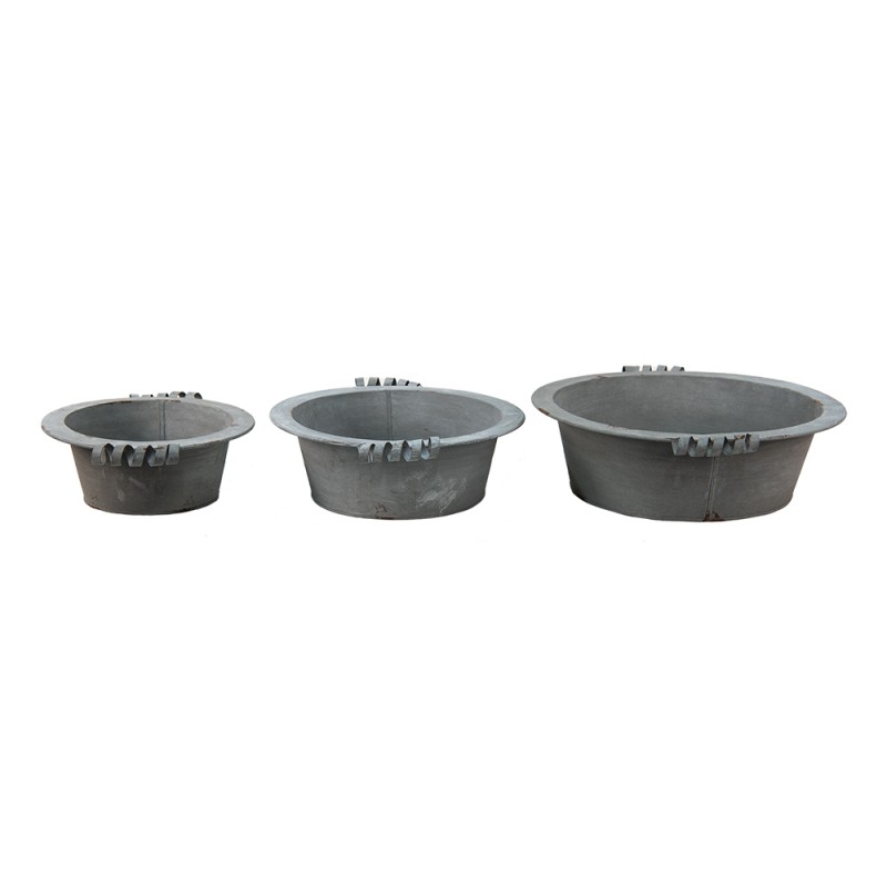 6Y4648 Decorative Bowl Set of 3 Ø 36x11 cm Grey Metal